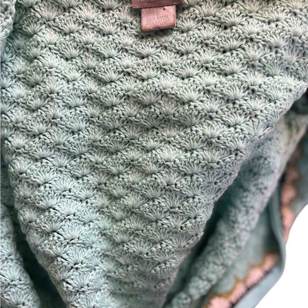 Berek Turquoise Vintage Beaded Embroidered Full Zipper Cardigan Sweater Small - Picture 5 of 5